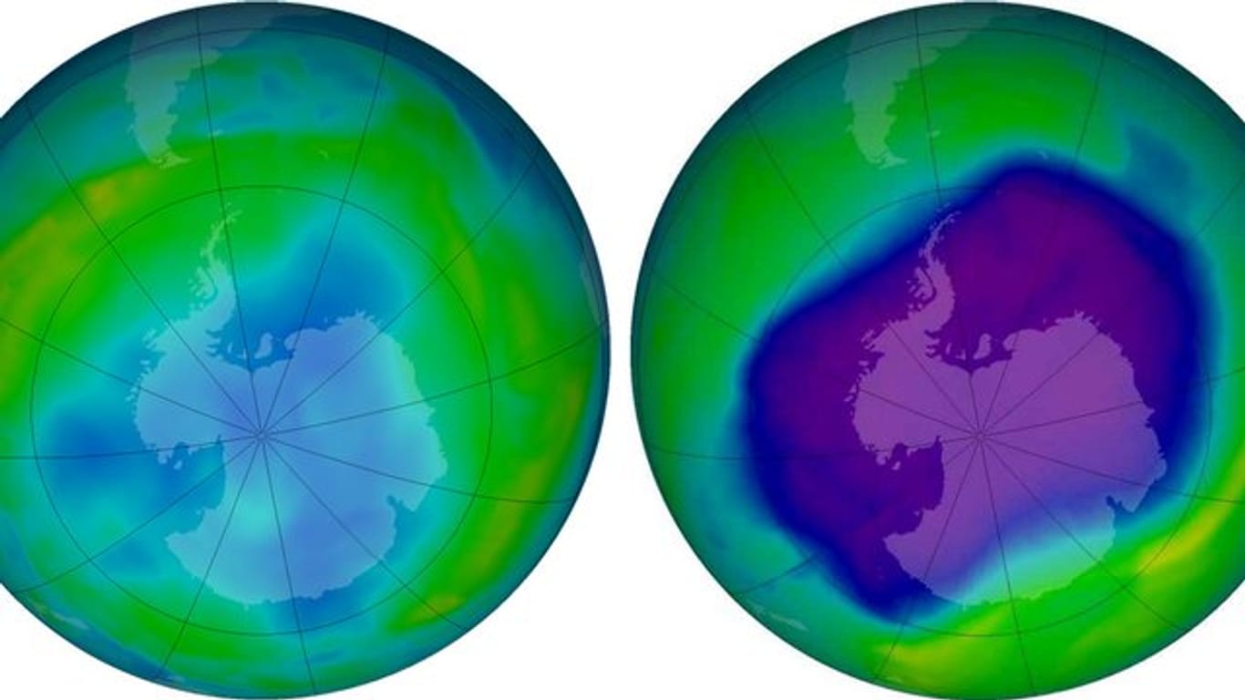 Das Ozonloch über der Antarktis am 24.