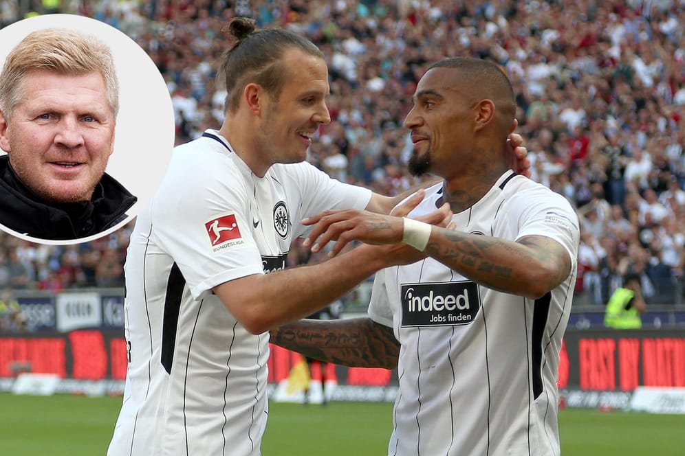 Alexander Meier und Kevin-Prince Boateng feiern das Frankfurter Tor zum 3:0 gegen den Hamburger SV am letzten Bundesliga-Spieltag. Stefan Effenberg erklärt in seiner Kolumne, wie sie auch gegen Bayern jubeln können.