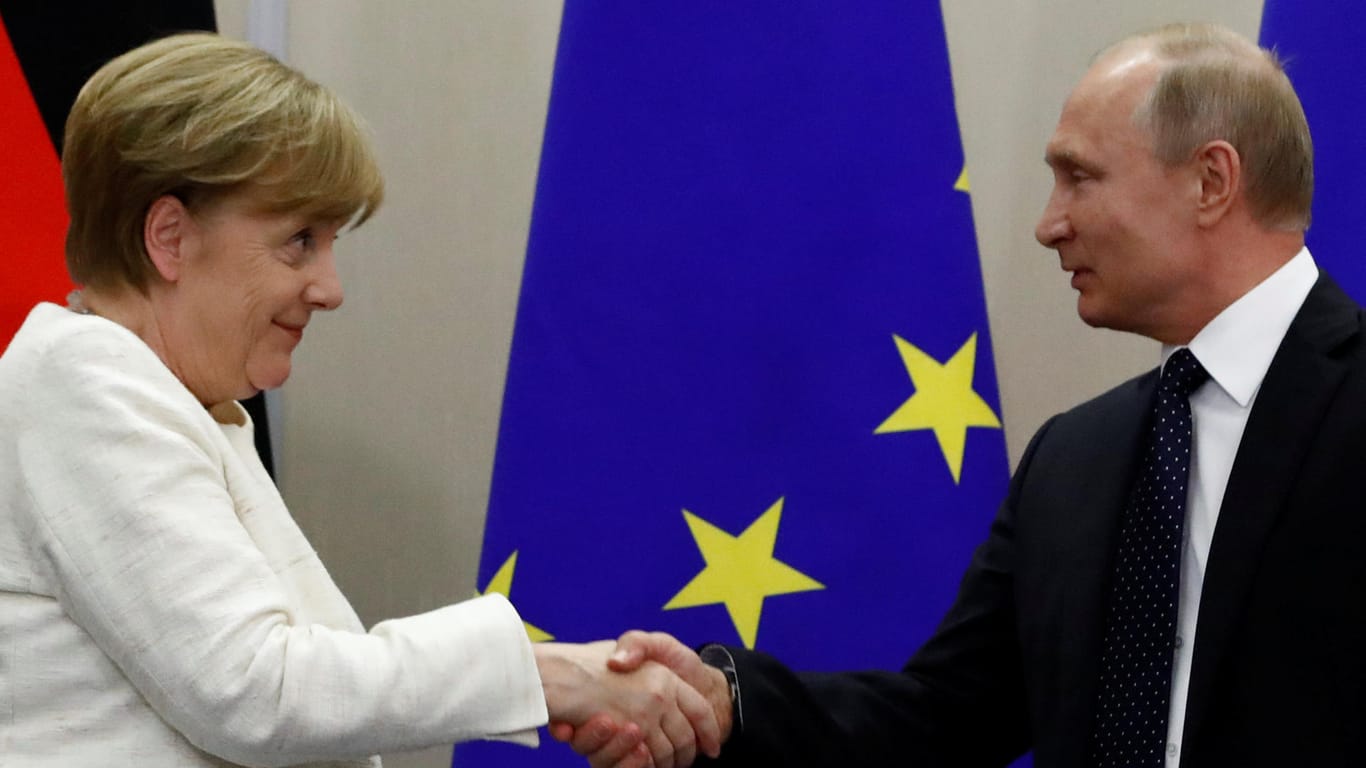 Merkel, Putin: Trotz vieler Konflikte ist der Diktator Putin derzeit wohl ein verlässlicherer Partner als US-Präsident Trump.