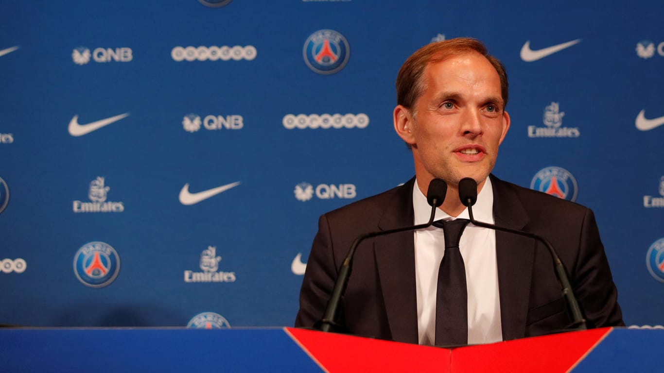 Thomas Tuchel auf der Pressekonferenz von PSG: Paris St. Germain hat heute den neuen Trainer offiziell vorgestellt.