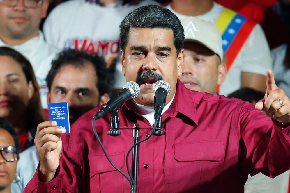 Nicolás Maduro, Präsident von Venezuela, spricht während einer Veranstaltung im Rahmen der Präsidentenwahl: Mehr als die Hälfte der Bevölkerung beteiligte sich nicht an den Wahlen.