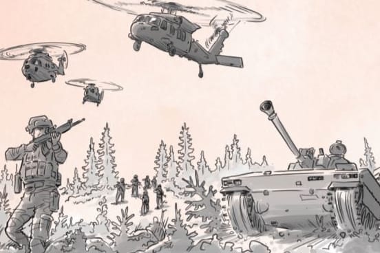 Eine Illustration aus der Broschüre "Falls Krise oder Krieg kommt": Die schwedische Regierung verteilt das Handbuch an alle Haushalte des Landes.