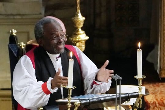 Bischof Michael Bruce Curry, Oberhaupt der Episkopalkirche der USA, bei der Trauung von Meghan Markle und Prinz Harry.