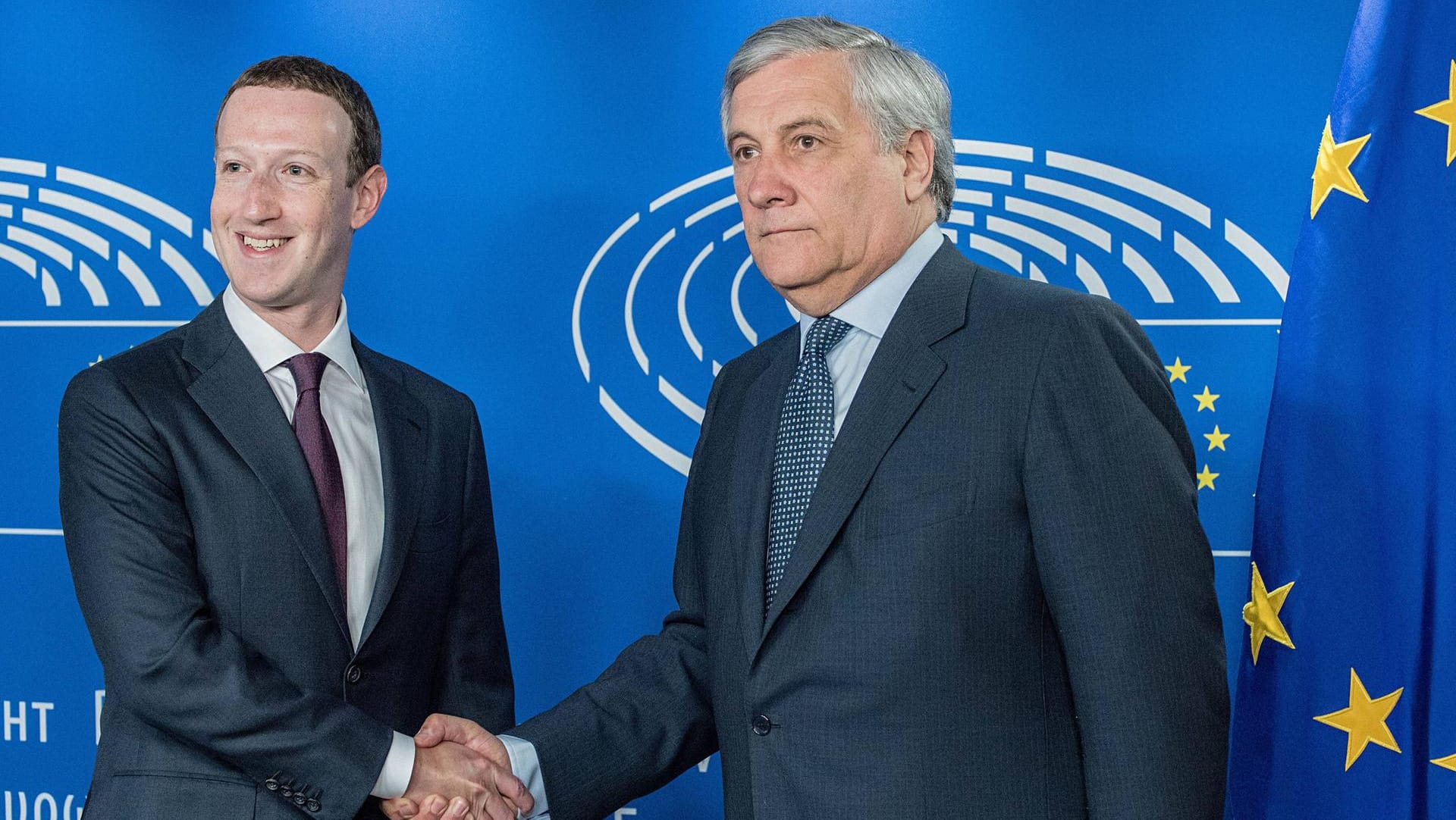 Gewinner und Verlierer: Facebook CEO Mark Zuckerberg und Eu-Paramentspräsident Antonio Tajani