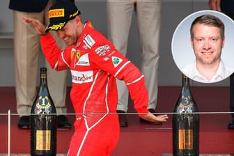 2017: Ausgelassen feierte Sebastian Vettel seinen Sieg beim Großen Preis von Monaco.