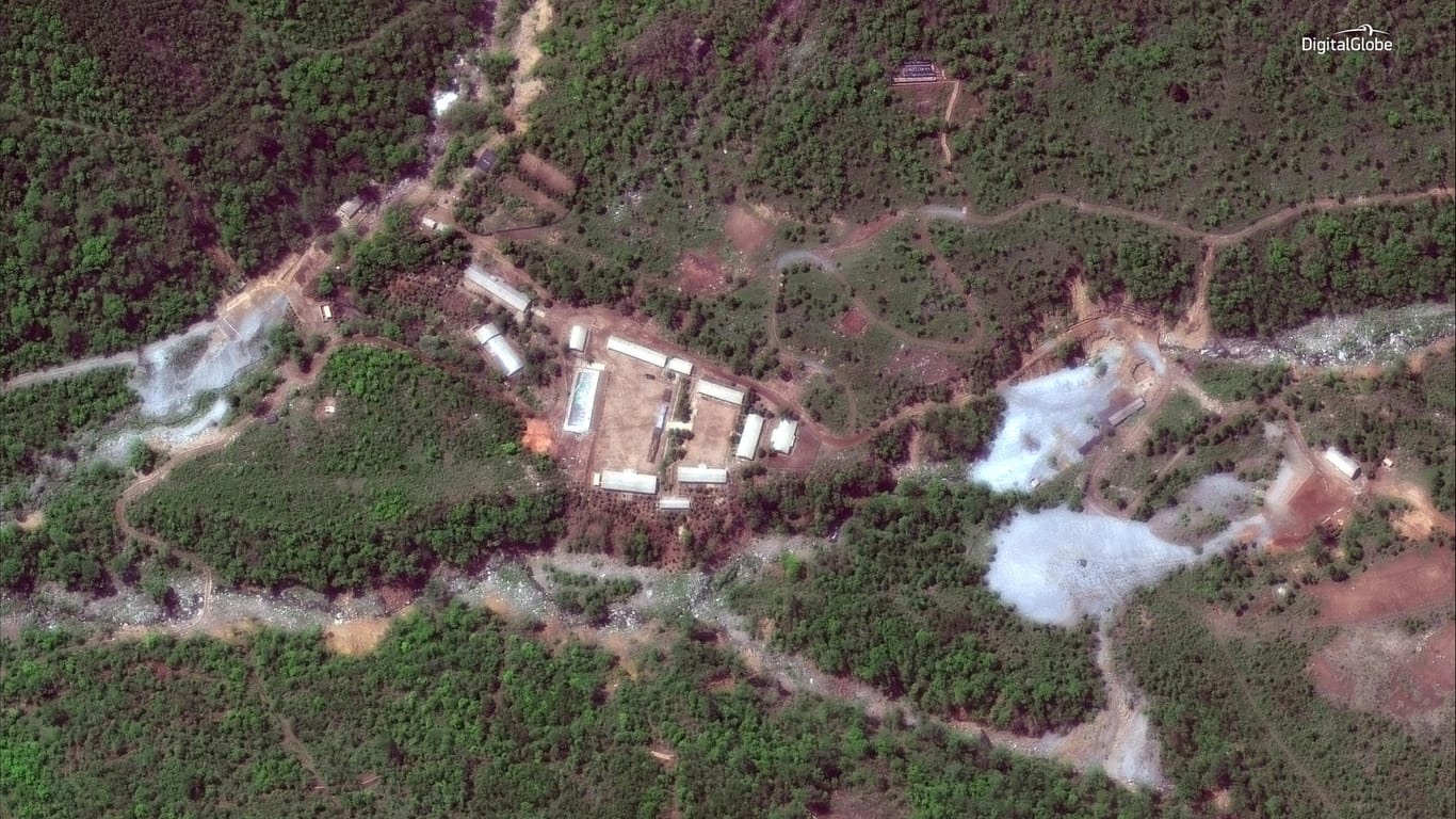 Luftbild des Atomtestgeländes Punggye Ri in Nordkorea: Medienberichten zufolge hat Nordkorea das Gelände unbrauchbar gemacht.