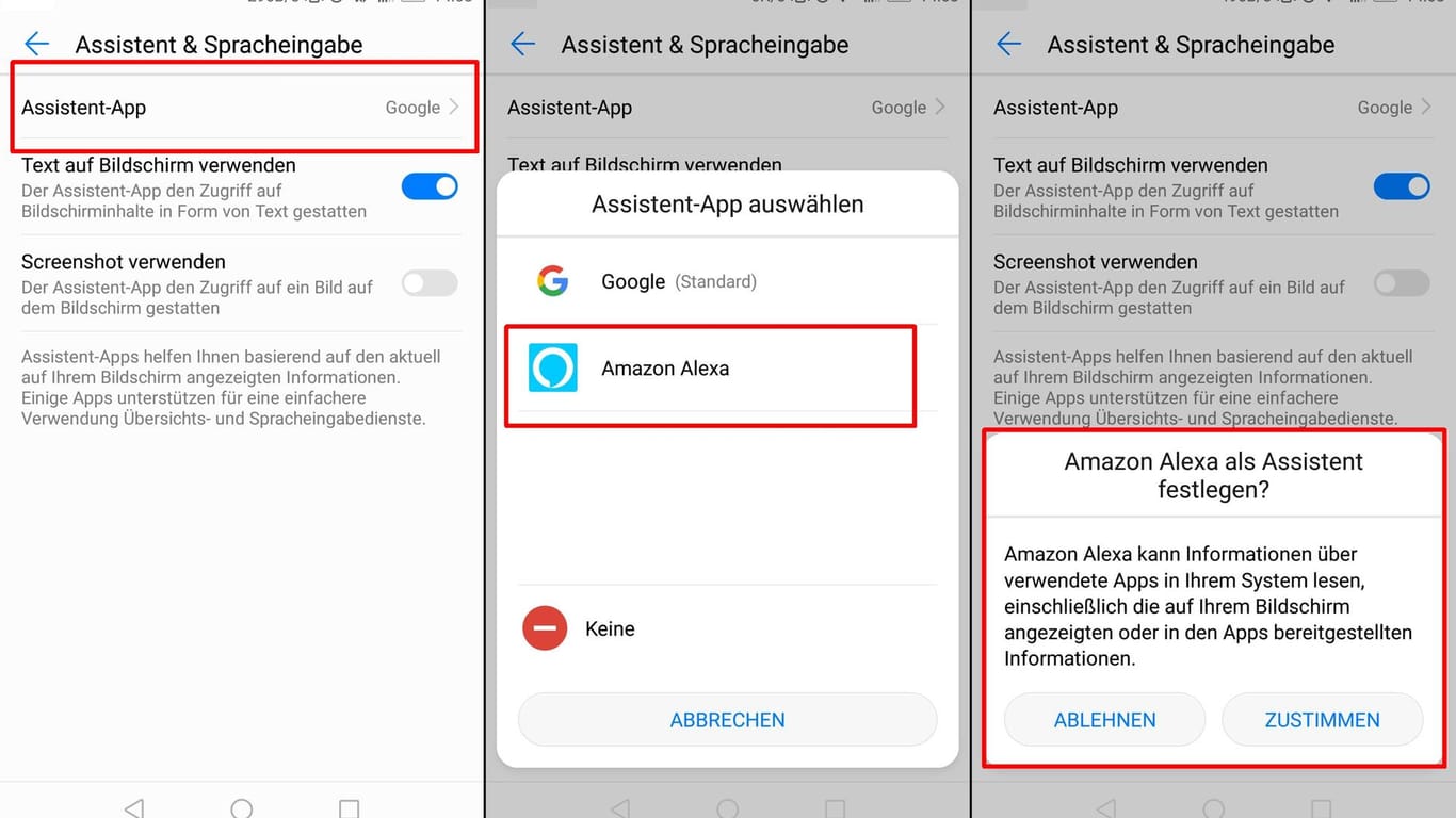 Alexa statt Google Assistant auf dem Android-Smartphone einstellen