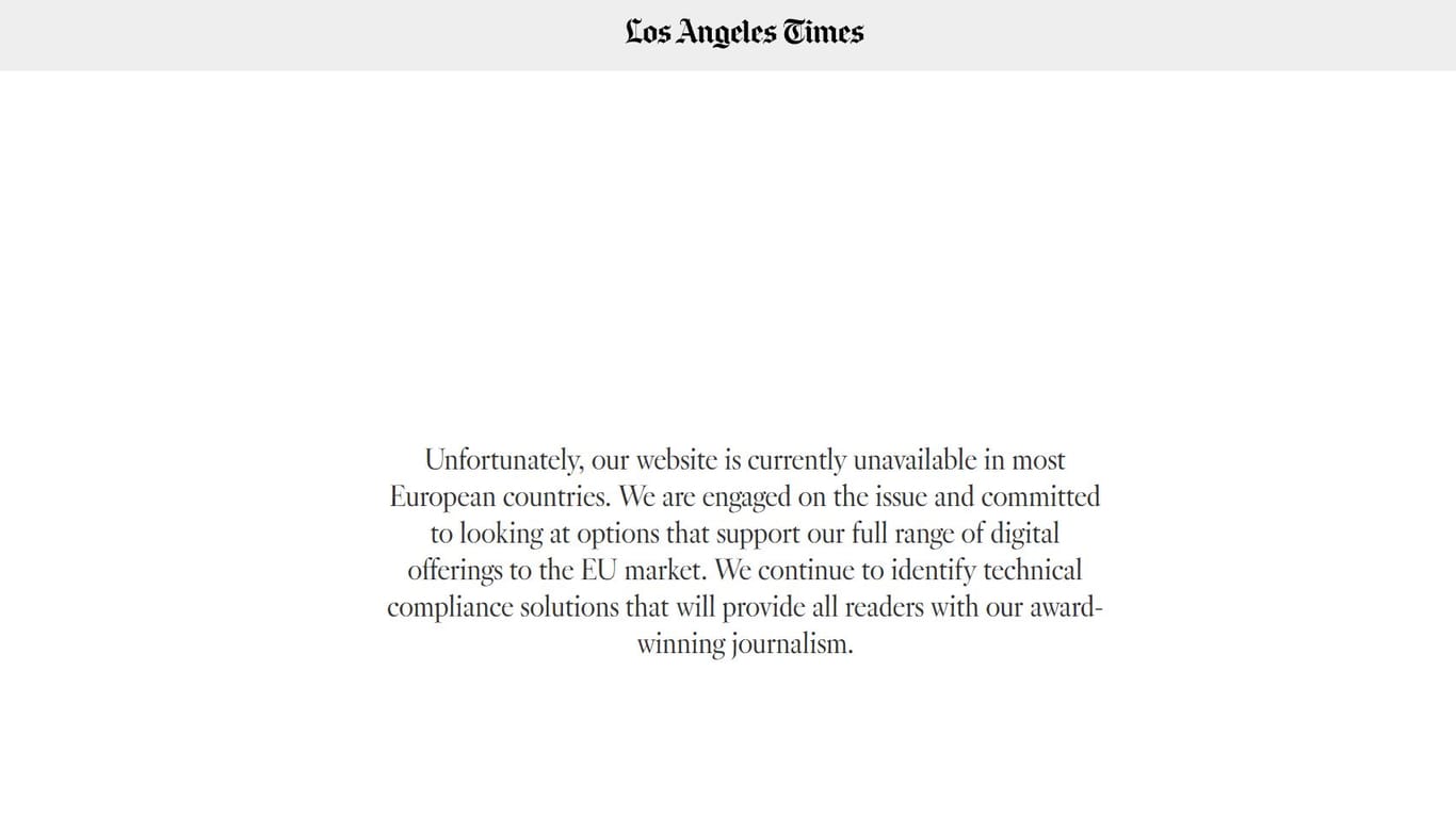 Hinweis der "LA Times": Kein Zugang für Europäer, bis auf weiteres.