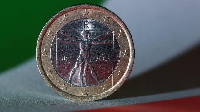 Eine italienische Euro-Geldmünze.