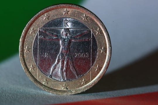 Eine italienische Euro-Geldmünze.