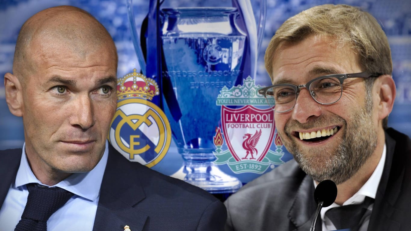 Zinedine Zidane gegen Jürgen Klopp (r.): Showdown zwischen Real und Liverpool im Finale der Champions League.