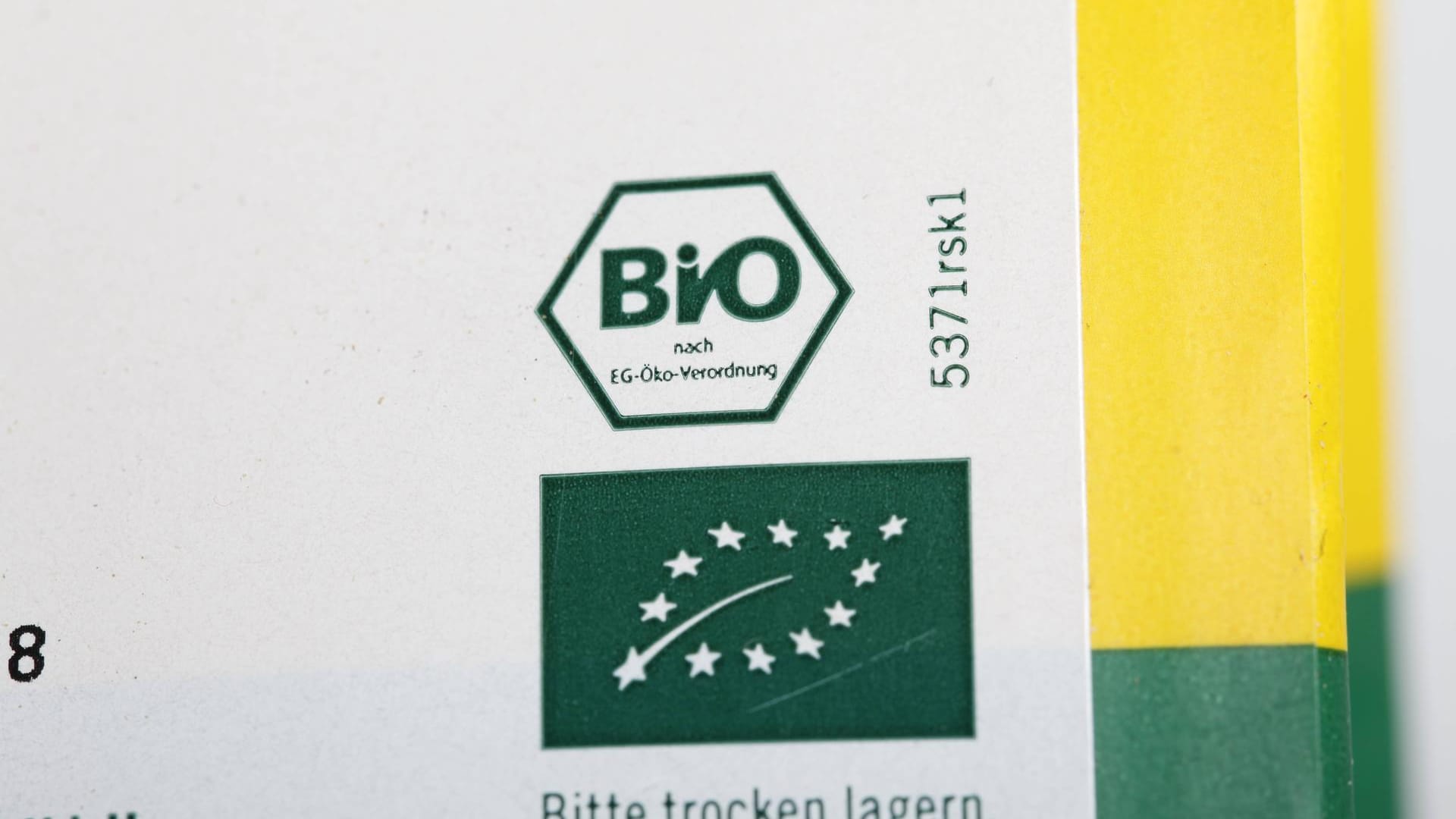 Bio Siegel und EG Öko Symbol auf Verpackung