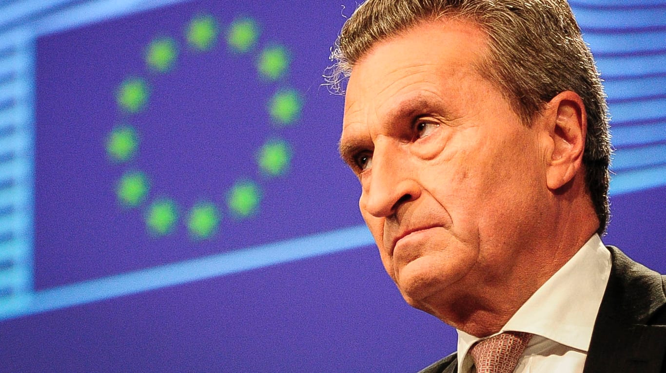 EU-Kommissar Günther Oettinger. Oettinger teilte seine zugespitzte Italien-Äußerung auch noch selbst auf Twitter.