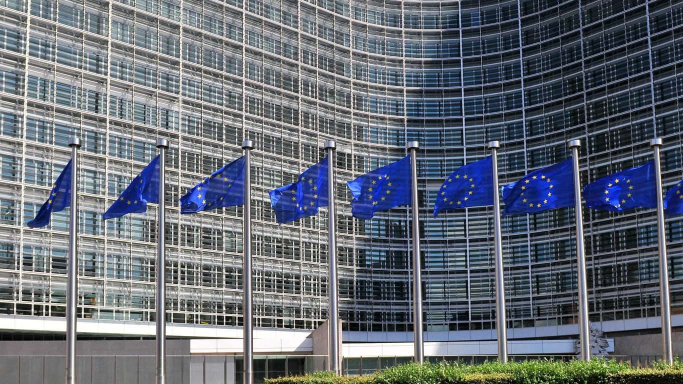 EU-Flaggen vor der Europäischen Kommission in Brüssel: Neun Millionen junge Europäer haben bereits an dem Austauschrprogramm teilgenommen. (Archivbild)