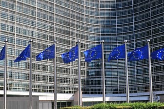 EU-Flaggen vor der Europäischen Kommission in Brüssel: Neun Millionen junge Europäer haben bereits an dem Austauschrprogramm teilgenommen. (Archivbild)