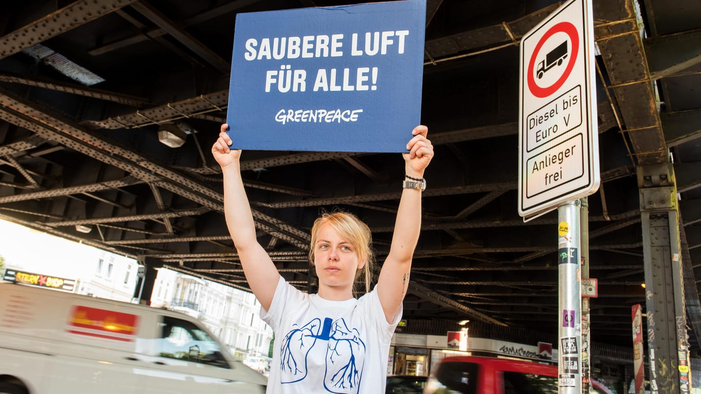 Greenpeace protestierte in Hamburg für weitergehende Schritte.