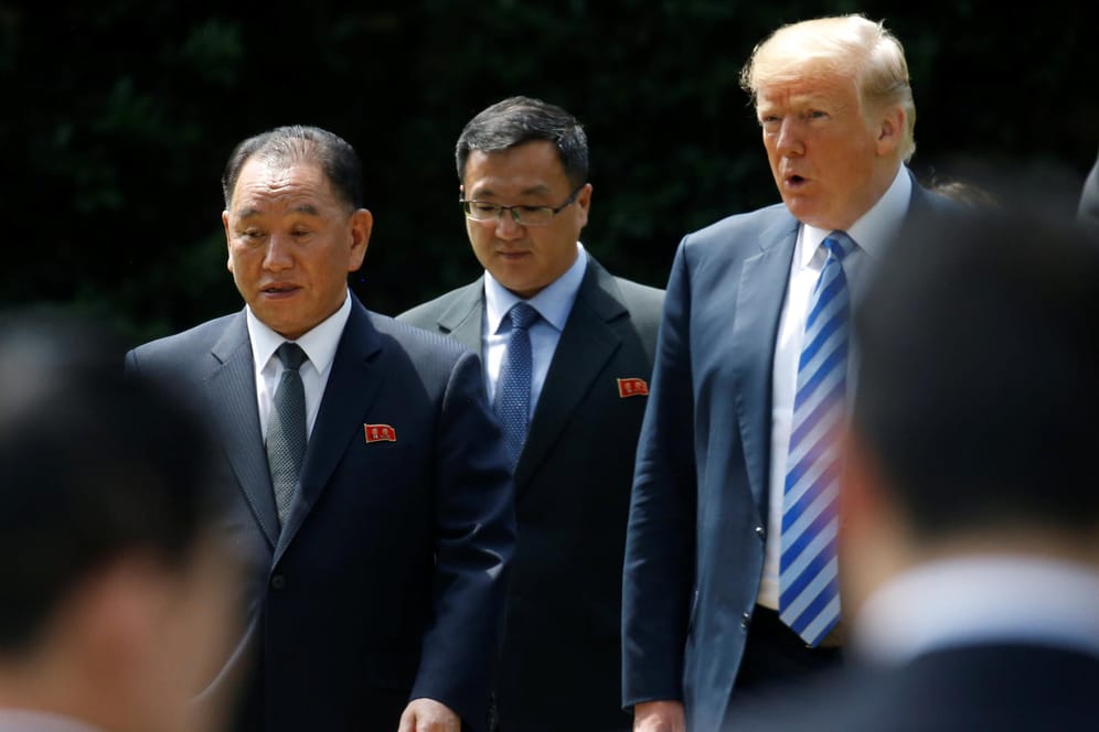 Bemerkenswerter Besuch: Donald Trump mit Kim Jong Chol, Kim Jong Uns Nummer Zwei, im Garten des Weißen Hauses.