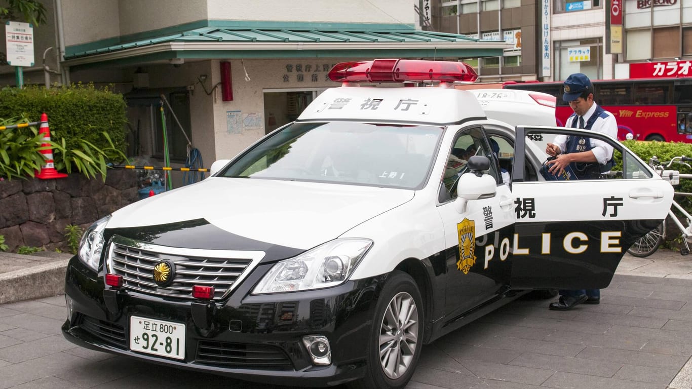 Japanese Police car on the Tokyo street in Japan