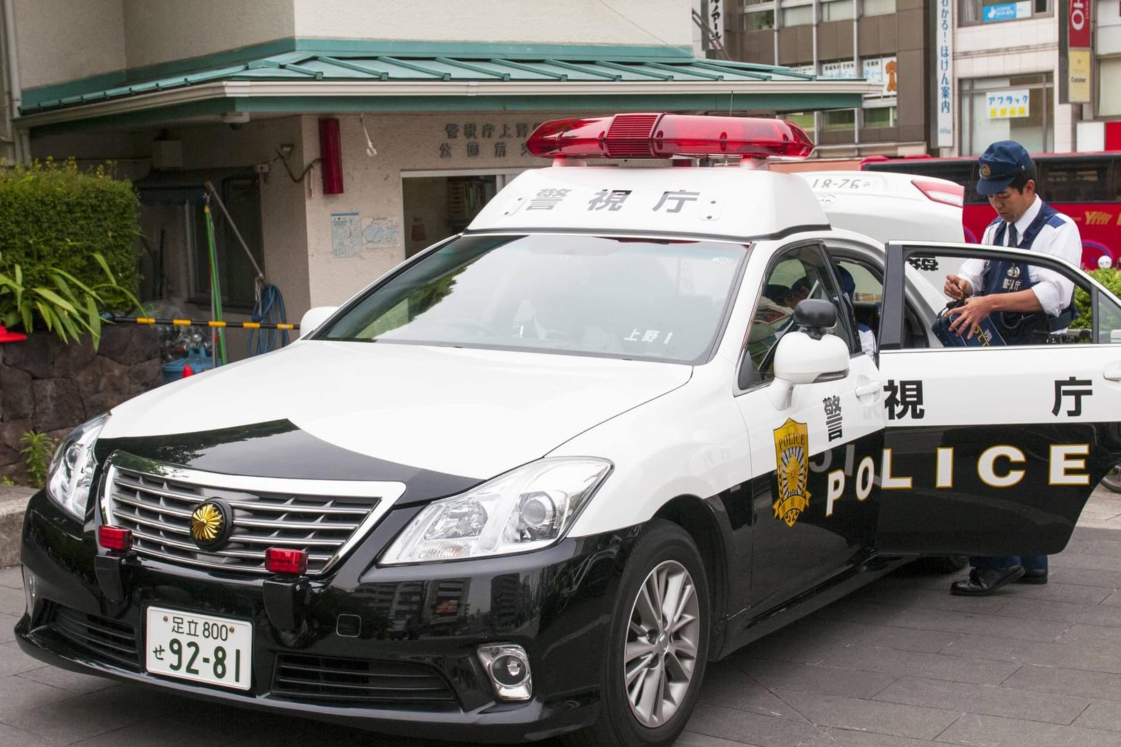 Japanese Police car on the Tokyo street in Japan