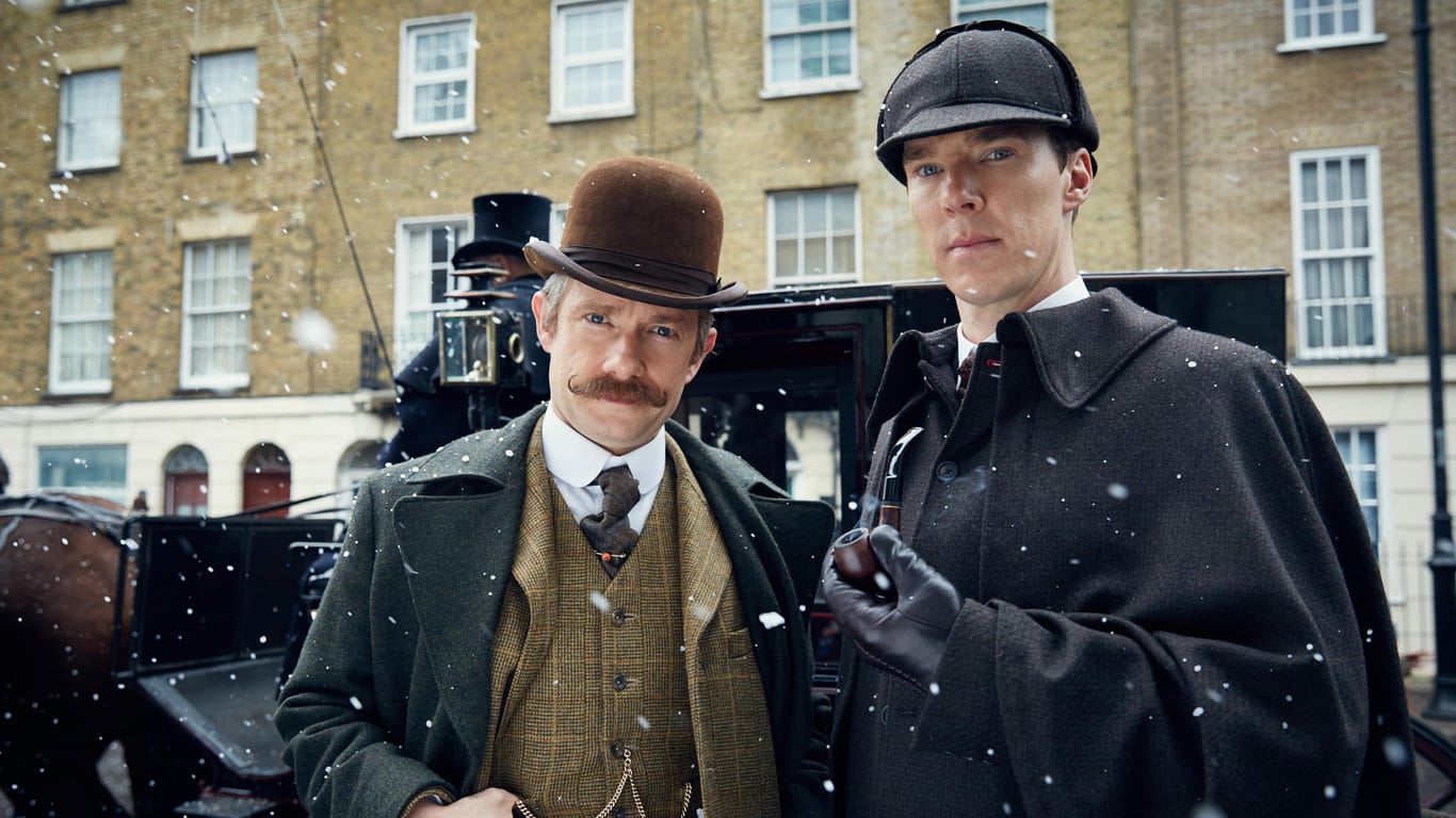 Martin Freeman und Benedict Cumberbatch: Gemeinsam stehen sie für die Krimireihe "Sherlock" vor der Kamera.