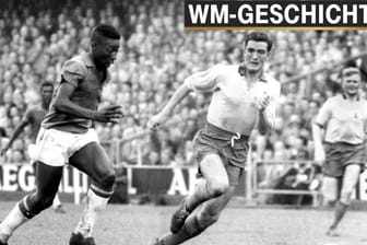 Pelé im WM-Finale 1958 gegen Schweden: Mit damals 17 Jahren tanzte der Brasilianer seine Gegenspieler aus und wurde zum Star des Turniers.
