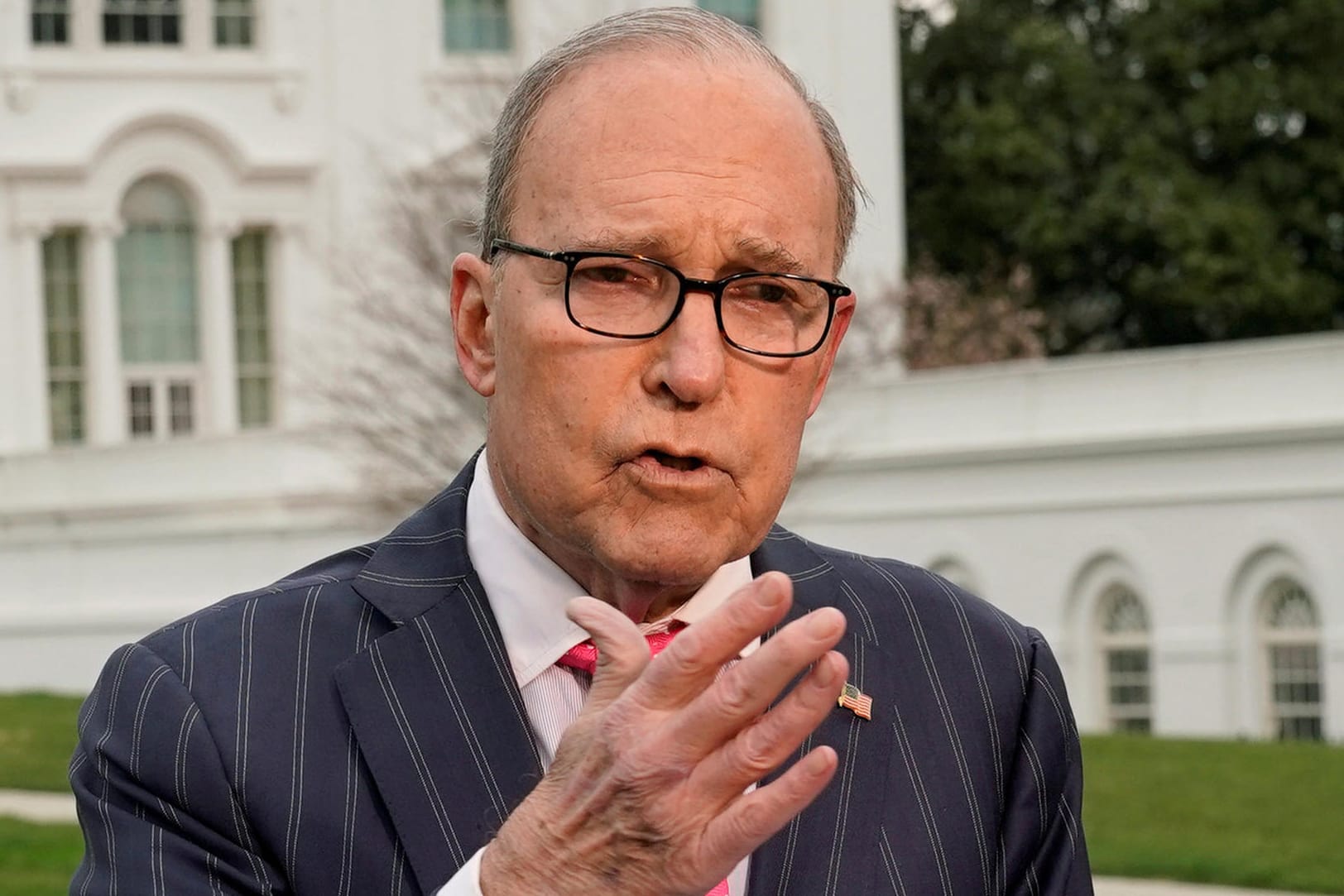 Larry Kudlow am Weißen Haus: Donald Trumps Wirtschaftsberater verteidigte die US-Strafzölle.