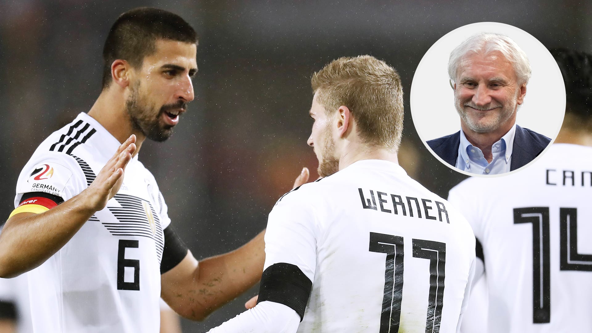 Sami Khedira (l.) und Timo Werner sind in Russland wohl gesetzt in der Nationalmannschaft. Ex-Bundestrainer Rudi Völler hat große Hoffnung, dass der DFB-Elf die Titelverteidigung gelingt.