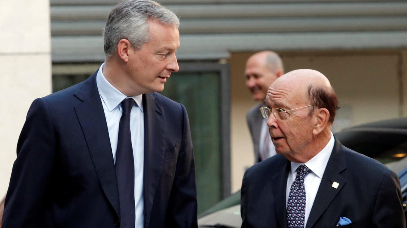 Frankreichs Wirtschaftsminister Bruno Le Maire (l.) und US-Handelsminister Wilbur Ross Ende Mai: Lässt sich Washington beim Thema Iran-Sanktionen umstimmen?