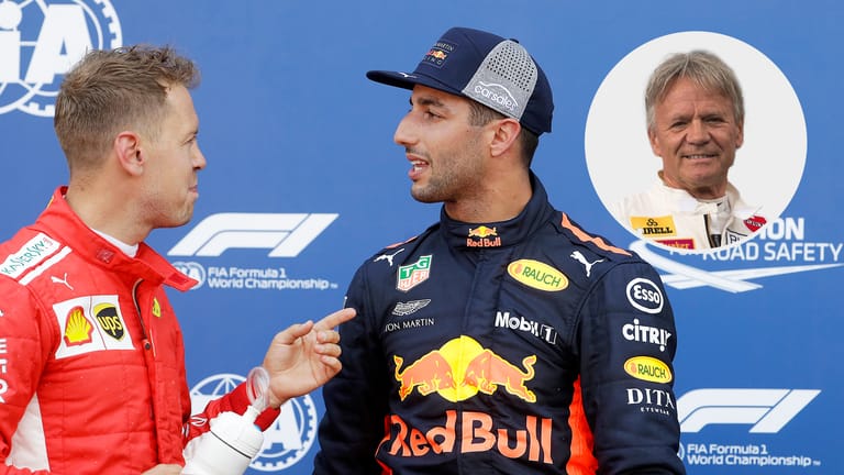 Sebastian Vettel (links) und Daniel Ricciardo: 2014 fuhren beide Piloten für Red Bull. Der Australier Ricciardo setzte sich im internen Duell mit 238 zu 167 durch. Marc Surer (rechts oben) kann sich ein neuerliches Gespann Vettel-Ricciardo sehr gut vorstellen.