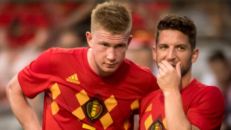 Titelkandidaten: Kevin de Bruyne (l.) und Dries Mertens sind Teil der womöglich besten belgischen Fußball-Generation.