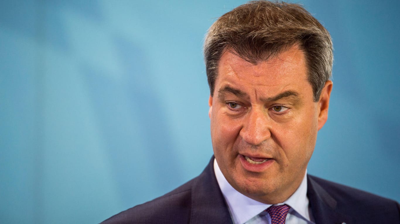 Markus Söder spricht auf einer Pressekonferenz: Der bayrische Ministerpräsident kämpft bei der Landtagswahl im Herbst um den Erhalt der absoluten Mehrheit der CSU.