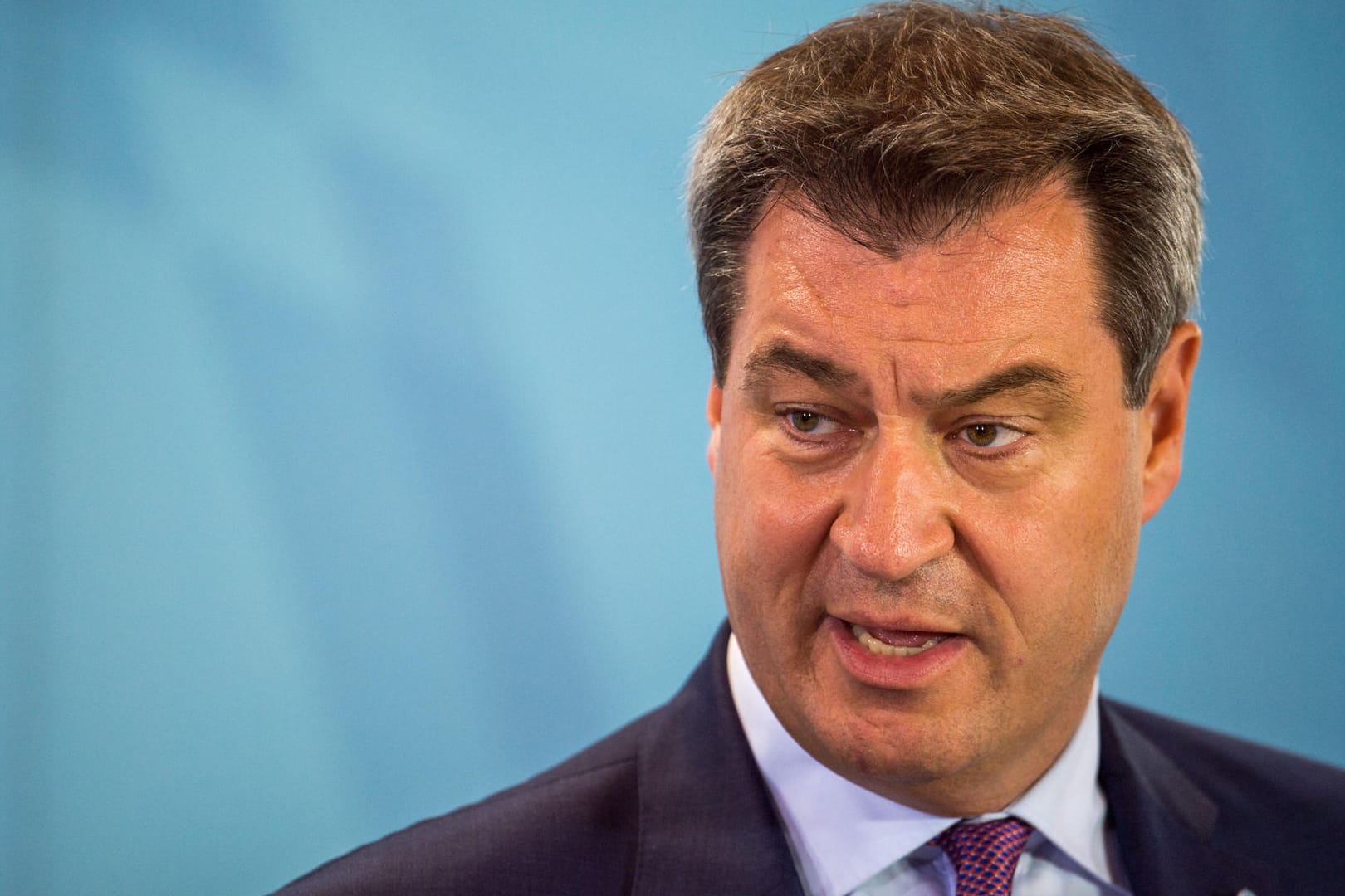 Markus Söder spricht auf einer Pressekonferenz: Der bayrische Ministerpräsident kämpft bei der Landtagswahl im Herbst um den Erhalt der absoluten Mehrheit der CSU.