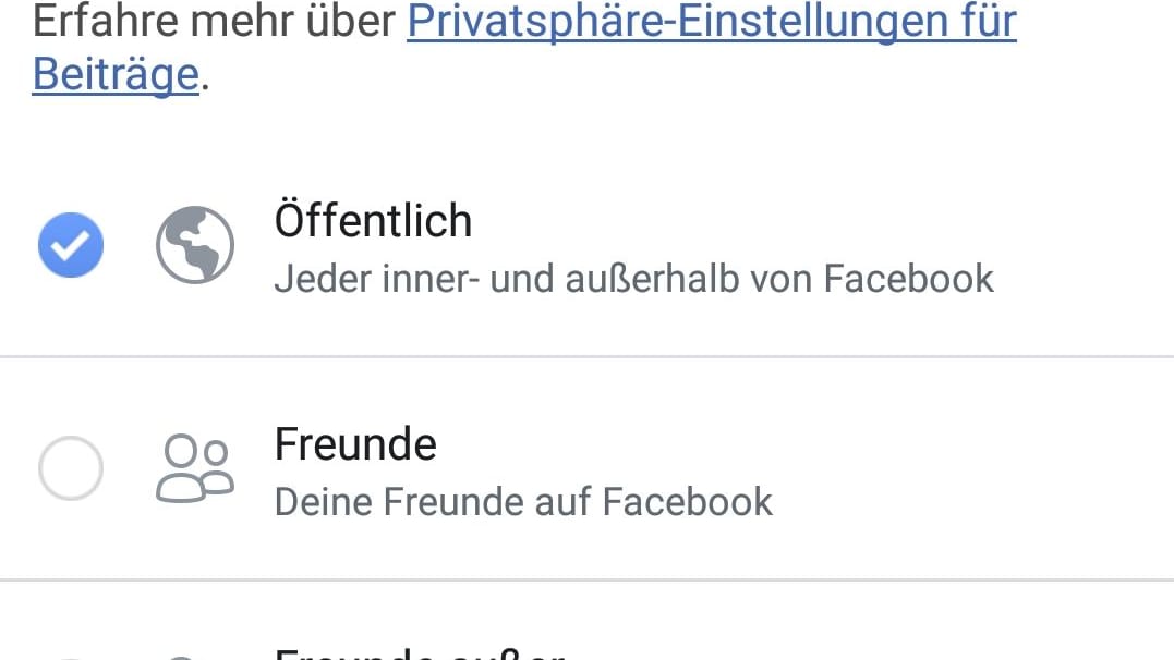 Statt nur für die Freunde setzte Facebook bei einigen Nutzern die Einstellung auf "öffentlich"
