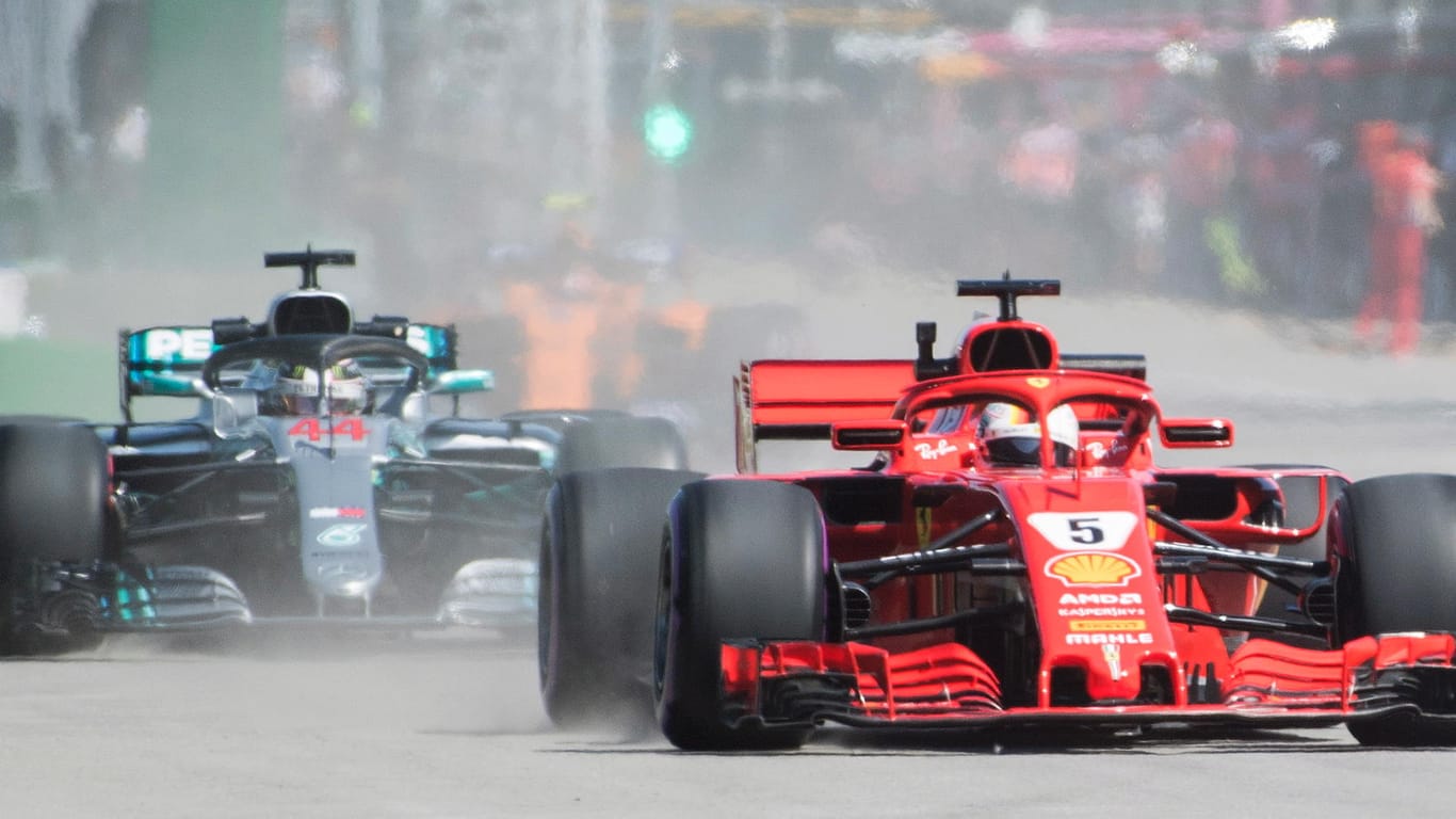 Sebastian Vettel (rechts) und Lewis Hamilton beim Grand Prix von Kanada.