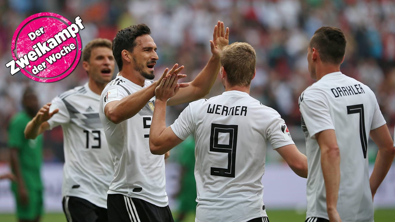 Das 1:0 gegen Saudi-Arabien in Leverkusen: Thomas Müller (v.l.), Mats Hummels, Timo Werner und Julian Draxler freuen sich über die Führung. Der Auftritt war insgesamt trotzdem überschaubar.