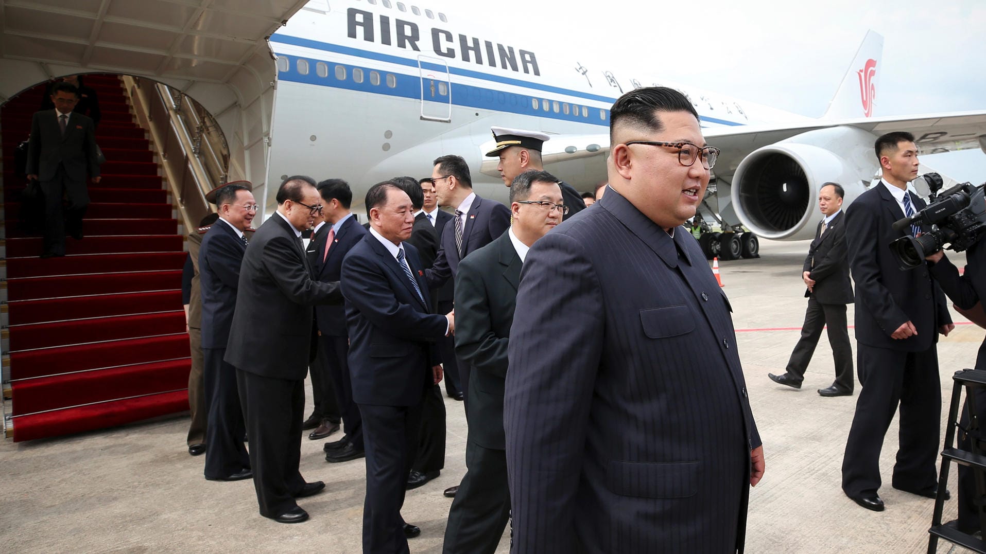 Kim Jong Un bei der Ankunft auf dem Changi-Flughafen in Singapur.