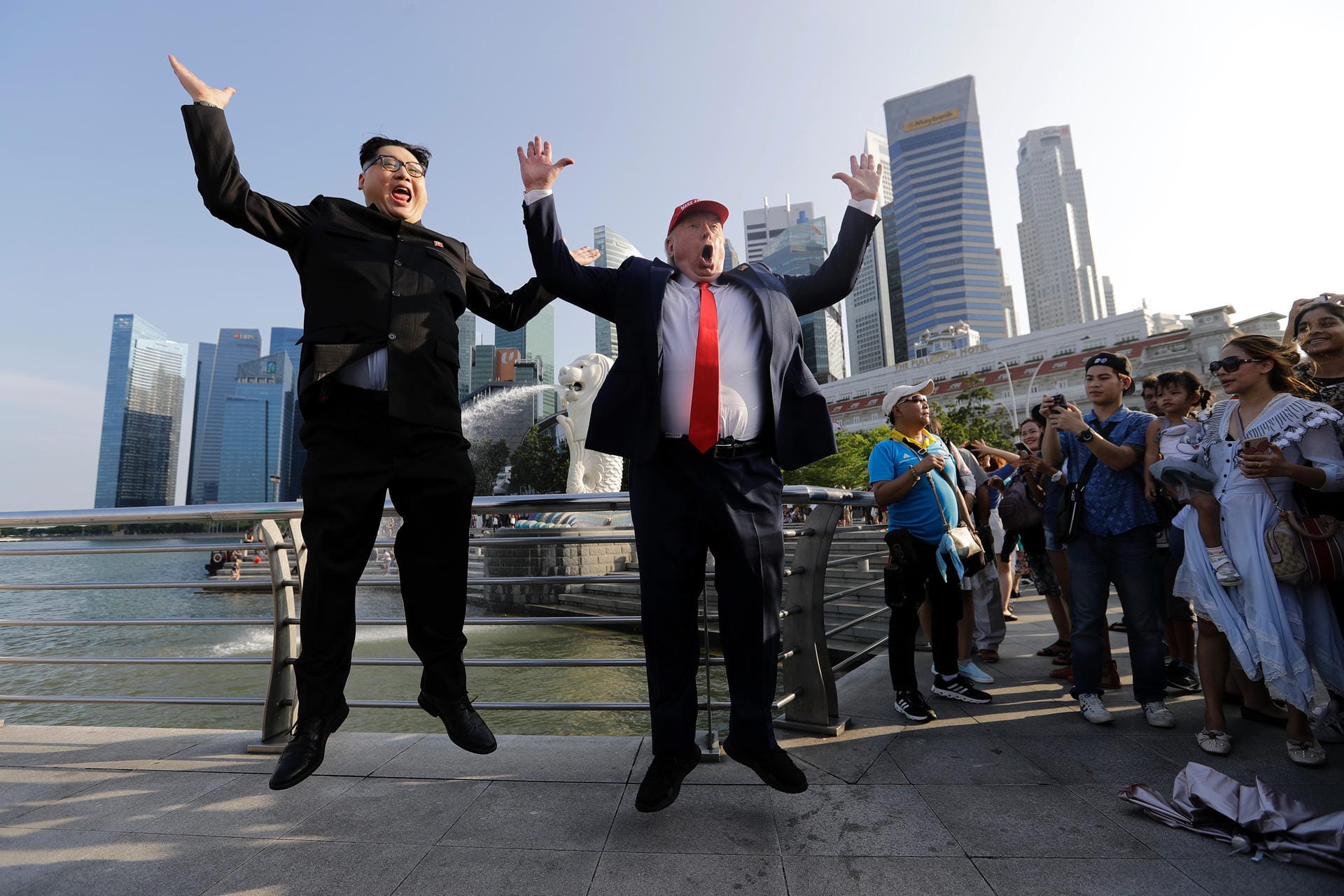 Doppelgänger von Kim Jong Un und Donald Trump in Singapur