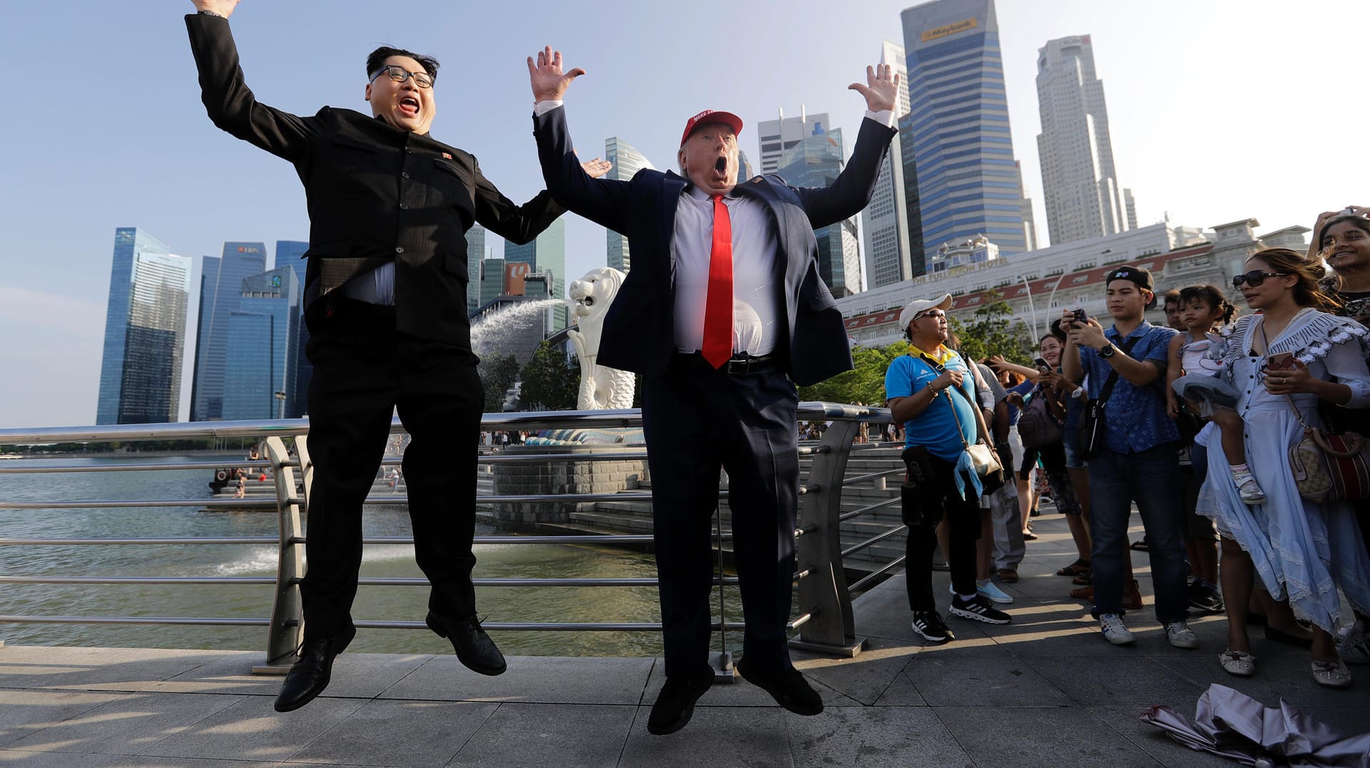 Doppelgänger von Kim Jong Un und Donald Trump in Singapur