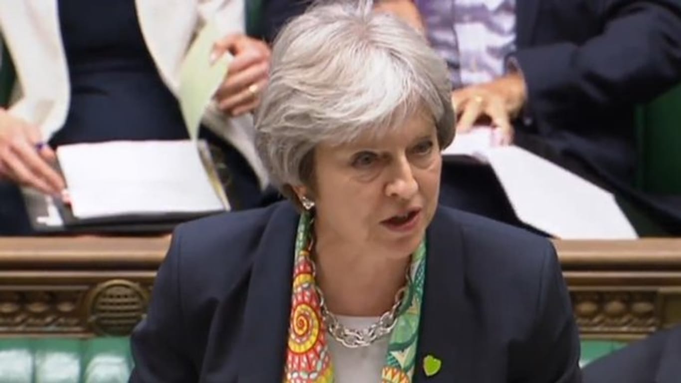 Premierministerin Theresa May am Montag im Unterhaus des britischen Parlaments.
