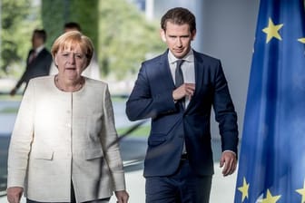 Kanzlerin Angela Merkel und ihr österreichischer Amtskollege Sebastian Kurz im Kanzleramt in Berlin.