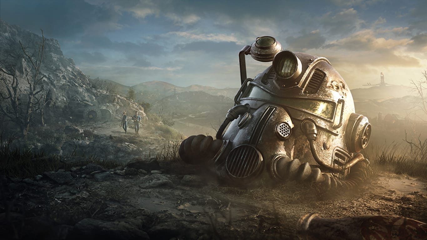 Fallout 76: Das Bild zeigt einen Helm, Teil eine Rüstung im Spiel.
