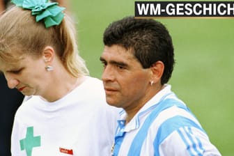 Argentiniens Superstar Diego Maradona wird nach dem Spiel gegen Nigeria zur Dopingprobe gebeten.
