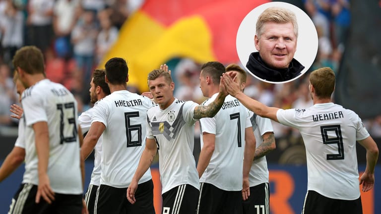 Das 2:0 im Test gegen Saudi-Arabien: Toni Kroos (3.v.l.) und Timo Werner (r.) feiern den Treffer. Stefan Effenberg sieht das Auftreten als Team als größte Stärke der deutschen Nationalmannschaft.