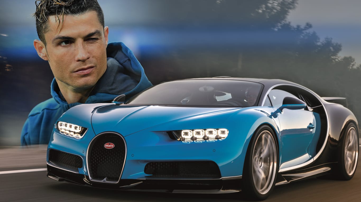 Cristiano Ronaldo (Portugal): Zu seiner Sammlung gehören Ferrari, Lamborghini, McLaren und auch zwei Bugattis. Neben dem Veyron fährt CR7 auch den aktuellen Chiron.