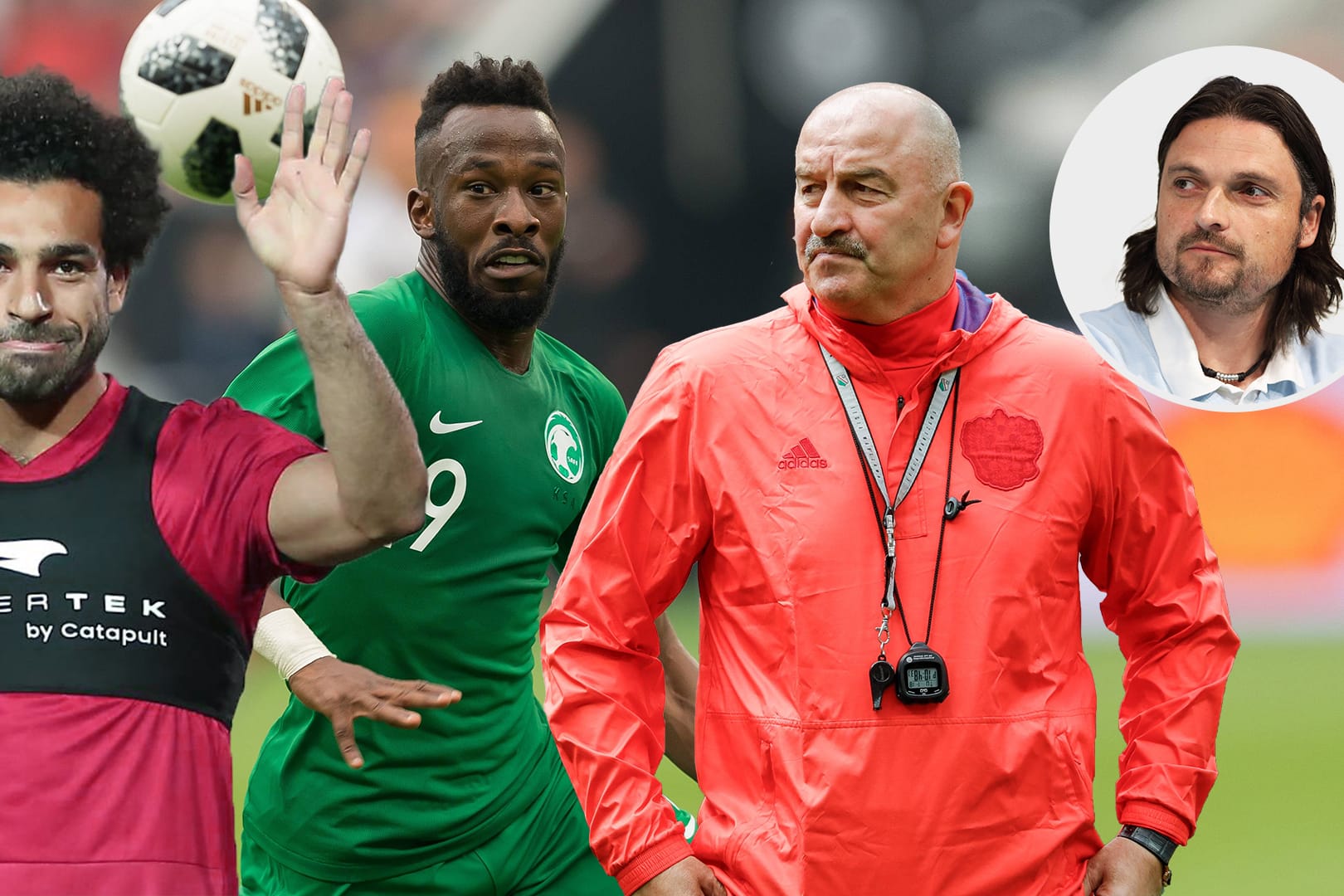 Gruppe A: Im ersten Teil seines großen WM-Check nimmt Lutz Pfannenstiel Ägypten mit Superstar Mohamed Salah (l.), Saudi-Arabien mit Fahad Al-Muwallad (M.), die von Stanislaw Tschertschessow trainierte Russen und Uruguay unter die Lupe.