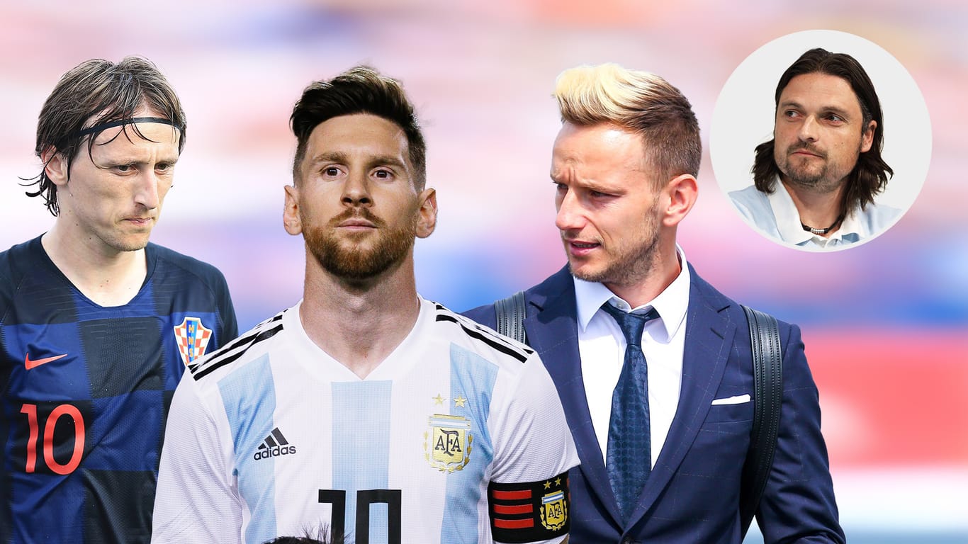 Zwei Kroaten, ein Argentinier: Für Lutz Pfannenstiel (r.) sind Luka Modric (l.) und Ivan Rakitic (2. l. r.) neben Lionel Messi die besten Spieler der Gruppe D.