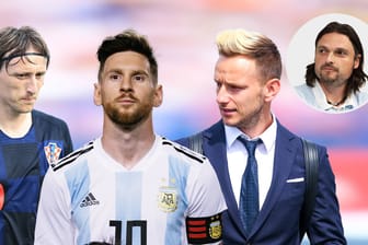 Zwei Kroaten, ein Argentinier: Für Lutz Pfannenstiel (r.) sind Luka Modric (l.) und Ivan Rakitic (2. l. r.) neben Lionel Messi die besten Spieler der Gruppe D.