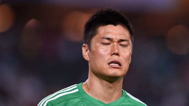 Japans Torwart Eiji Kawashima hat wegen der Niederlage bei der WM 2014 noch eine Rechnung mit Kolumbien offen.