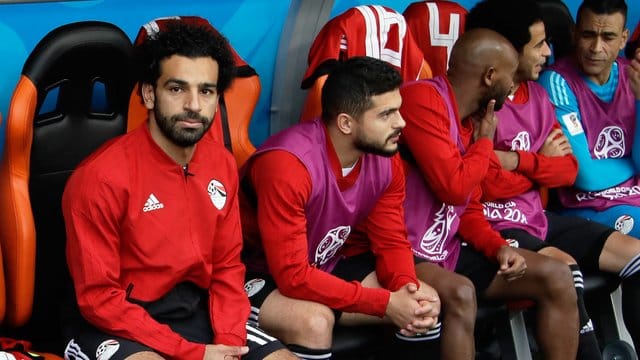 Ägyptens Superstar Mohamed Salah kam zum Auftakt gegen Uruguay nicht zum Einsatz. Ägyptens Superstar Mohamed Salah kam zum Auftakt gegen Uruguay nicht zum Einsatz.