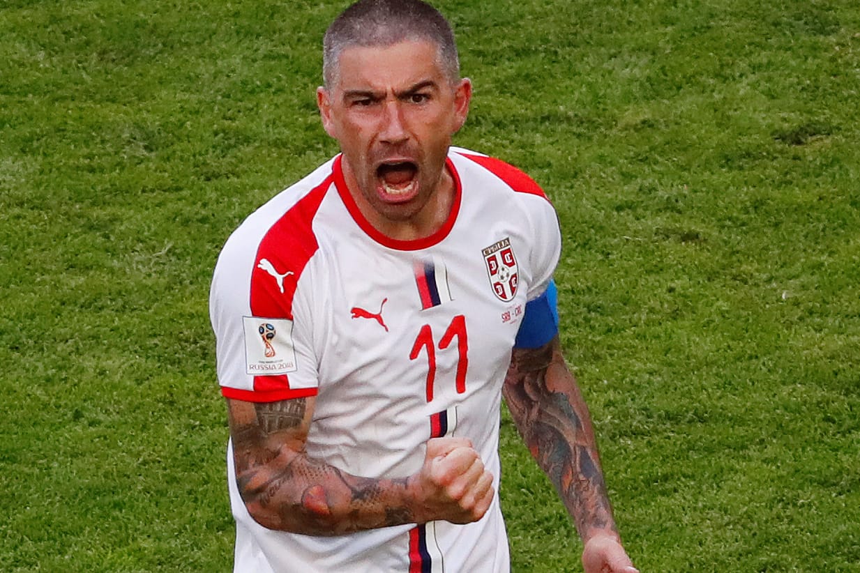 Aleksandar Kolarov im Glück: Mit seinem Super-Freistoß brachte der Kapitän Serbien in Führung.